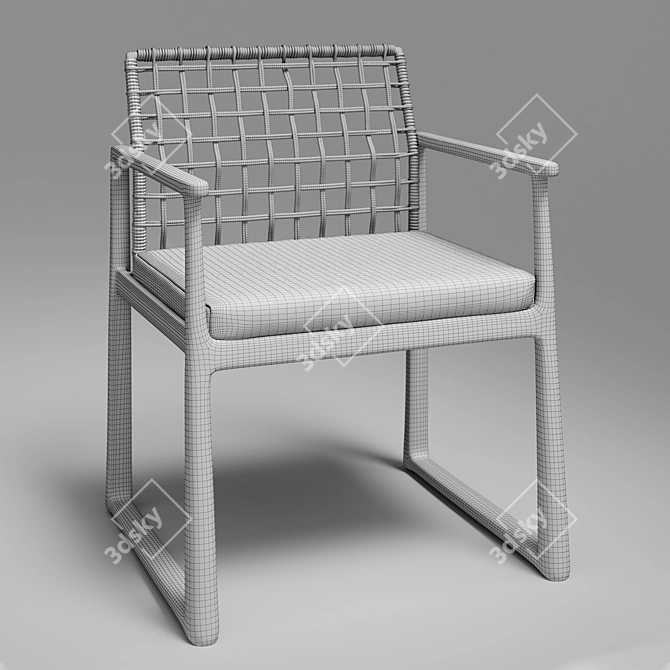 Elegant Rattan Park Armchair 3D model image 2