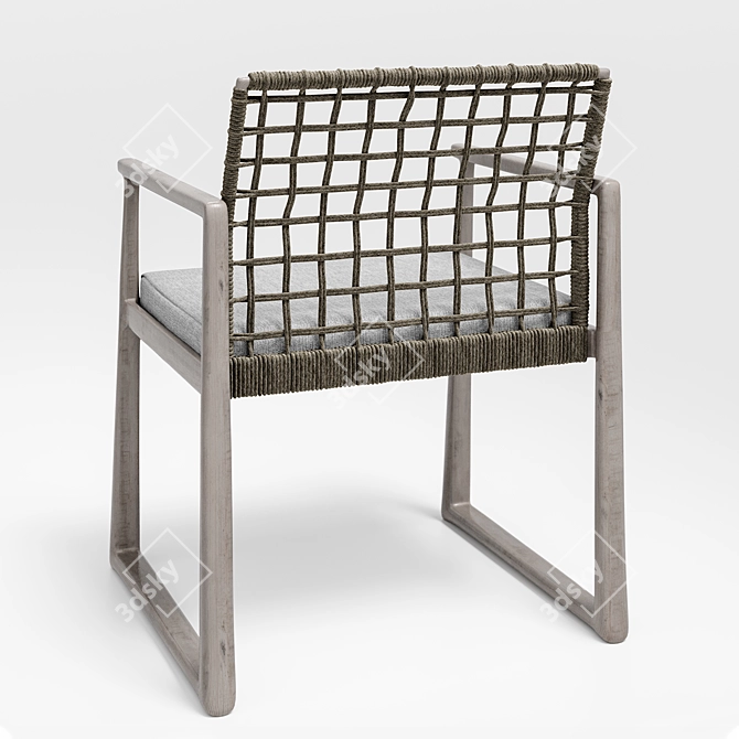 Elegant Rattan Park Armchair 3D model image 3