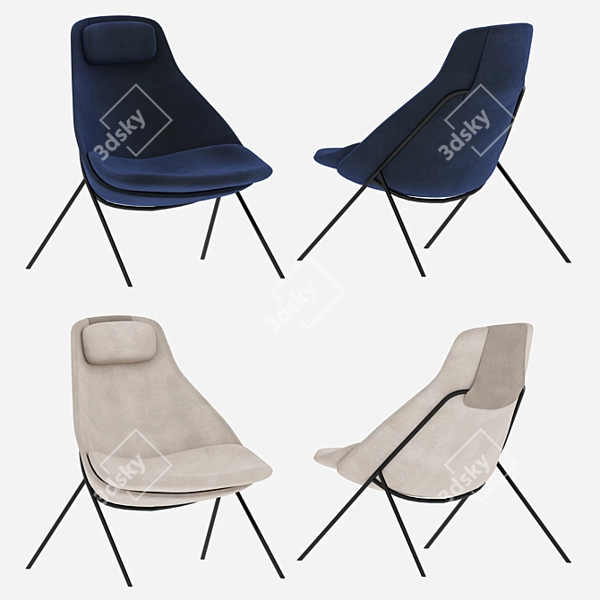 Cozy Velvet Morgan Lounger 3D model image 3