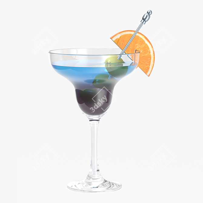 Premium Margarita Glass with Olives and Orange Slice 3D model image 1