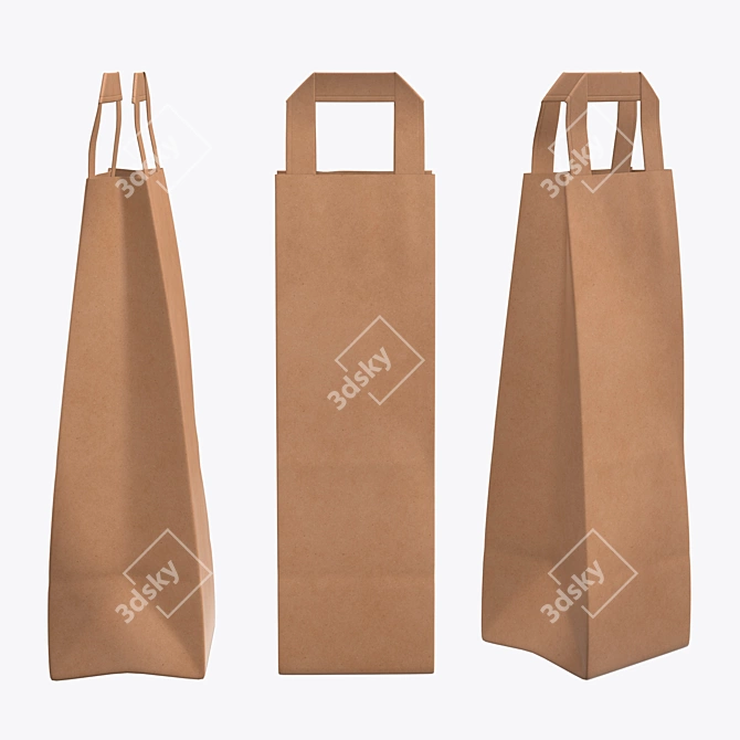 Slim Handle Paper Bag: 10.8cm x 10.7cm x 40.9cm 3D model image 1