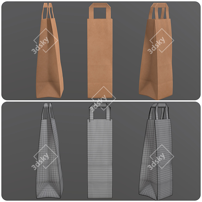 Slim Handle Paper Bag: 10.8cm x 10.7cm x 40.9cm 3D model image 2