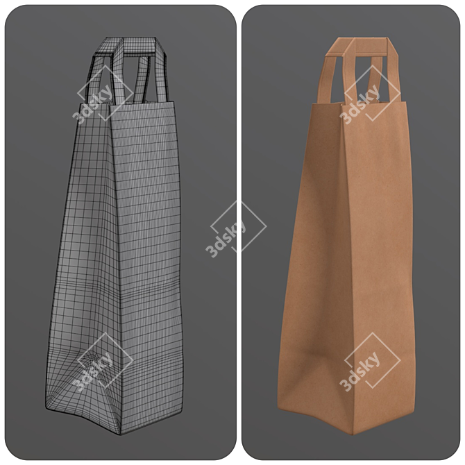 Slim Handle Paper Bag: 10.8cm x 10.7cm x 40.9cm 3D model image 3