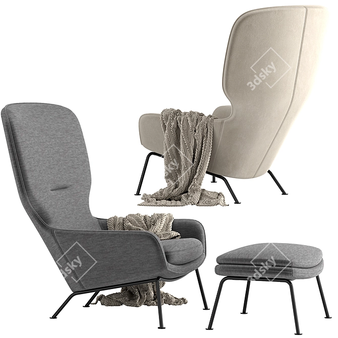 Boconcept Dublin Chair and Footstool Set 3D model image 2