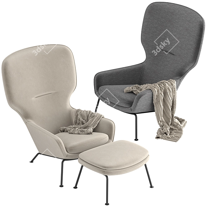 Boconcept Dublin Chair and Footstool Set 3D model image 4