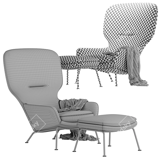 Boconcept Dublin Chair and Footstool Set 3D model image 5