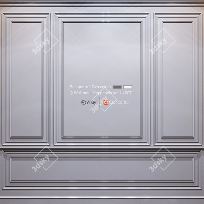 Elegant Wall Molding Panels 3D model image 2