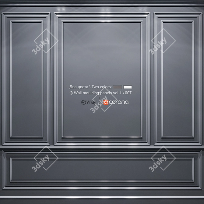 Elegant Wall Molding Panels 3D model image 3