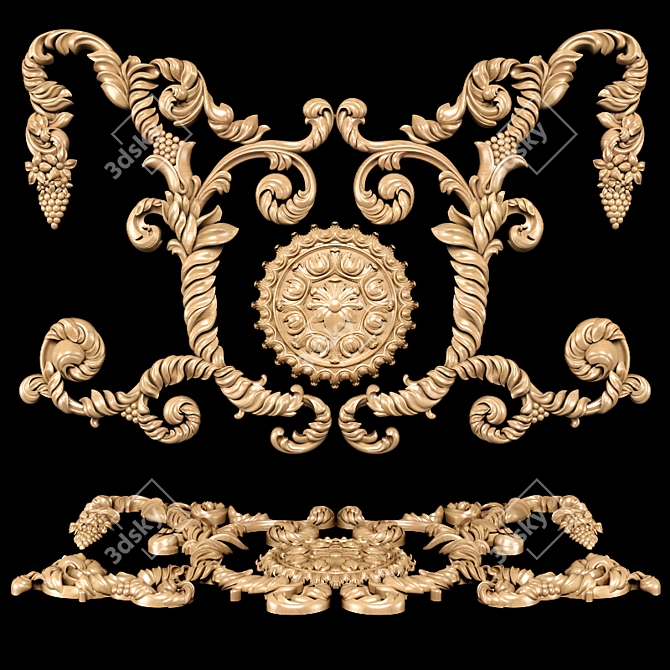 Baroque Carving: Detailed CNC & Rendering Model 3D model image 1