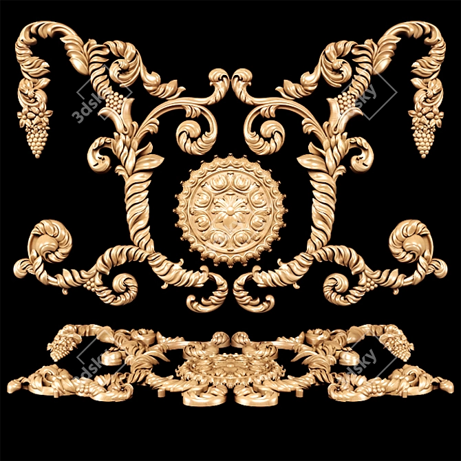 Baroque Carving: Detailed CNC & Rendering Model 3D model image 3