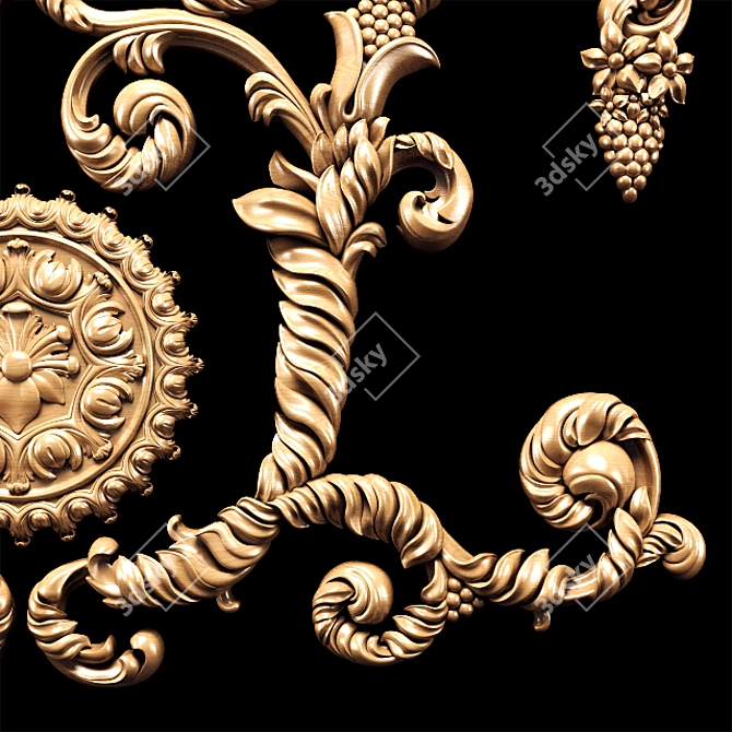 Baroque Carving: Detailed CNC & Rendering Model 3D model image 6