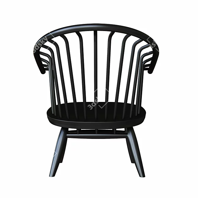 Stylish Crinolette Birch Armchair 3D model image 2