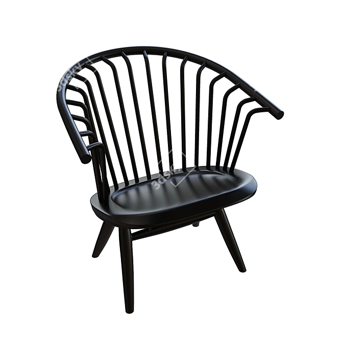 Stylish Crinolette Birch Armchair 3D model image 5