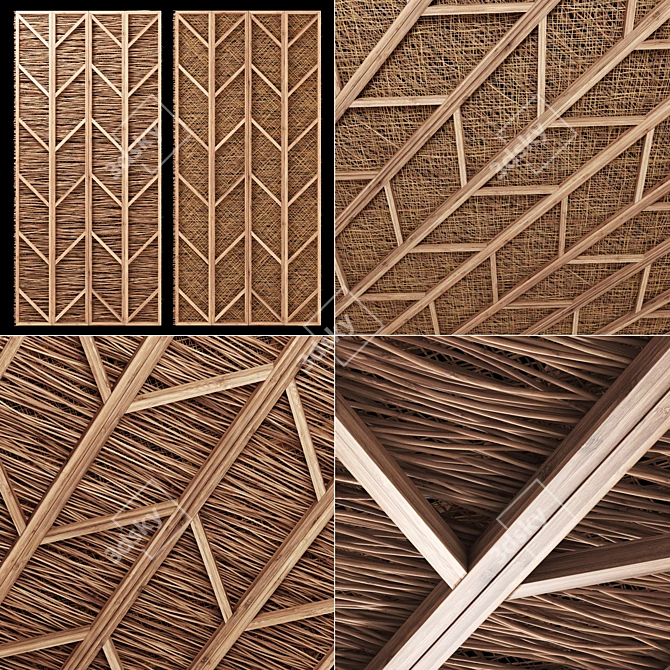 Rustic Wood Branch Ceiling 3D model image 1