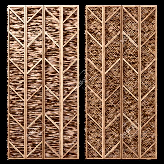 Rustic Wood Branch Ceiling 3D model image 2