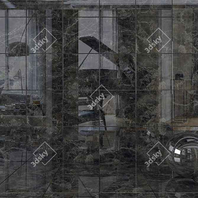 Anthracite Alpha Wall Tiles Set 3D model image 1