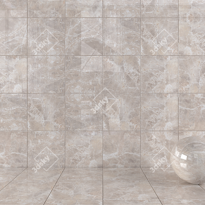 Alpha Beige Wall Tiles: High-Definition Multi-Texture Set 3D model image 1
