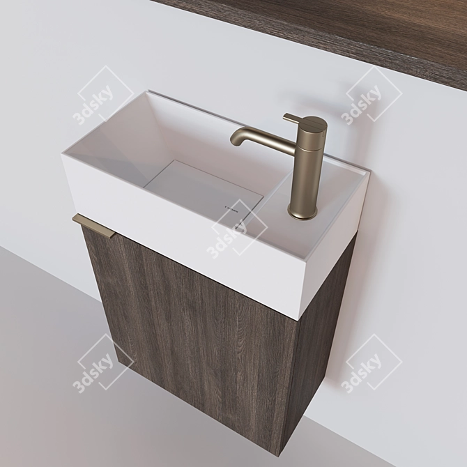 Inbani Facett: Compact and Stylish Bathroom Sink 3D model image 2