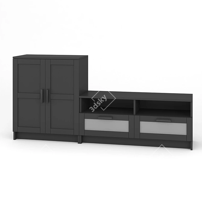 Sleek TV Storage Solution 3D model image 1