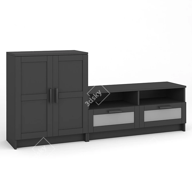 Sleek TV Storage Solution 3D model image 2