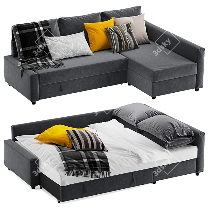 Ikea Friheten Corner Sofa Bed - Stylish and Space-Saving 3D model image 9