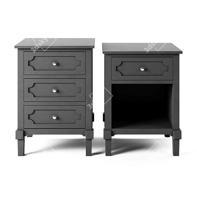 Vintage-inspired Side Table with Storage 3D model image 1