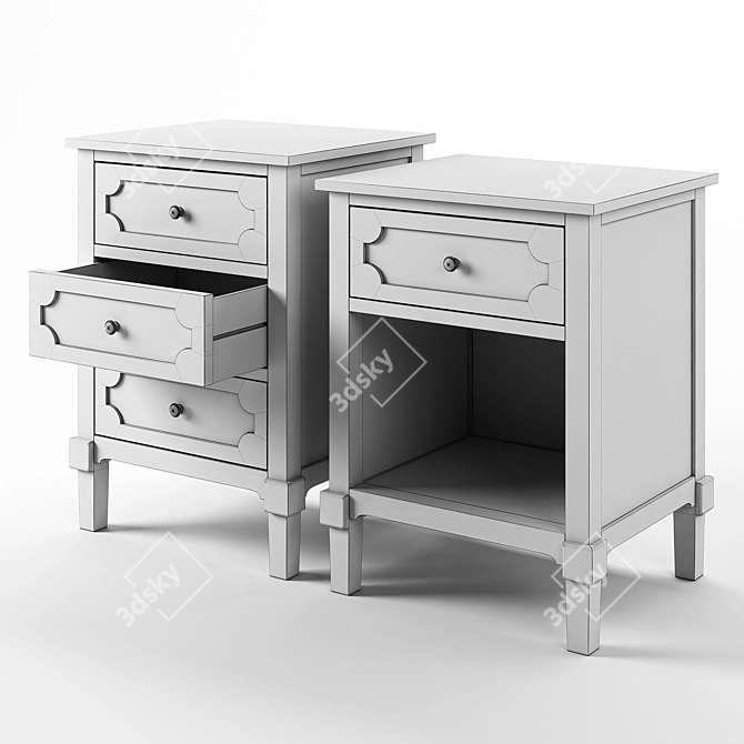 Vintage-inspired Side Table with Storage 3D model image 3