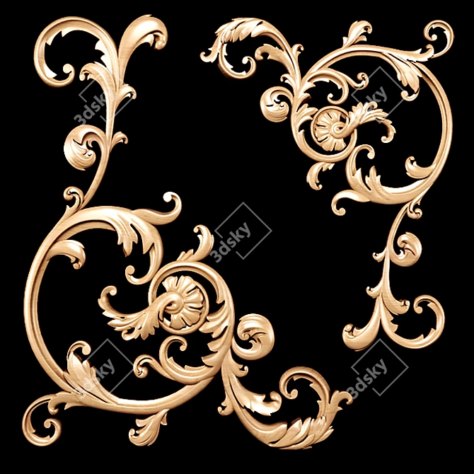 Title: Baroque Carving Trim: High-Quality Ornamental Detailing 3D model image 3