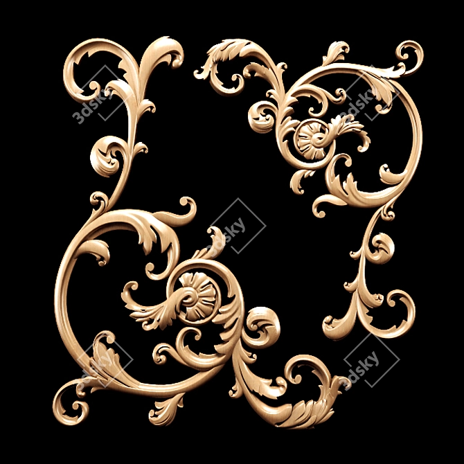 Title: Baroque Carving Trim: High-Quality Ornamental Detailing 3D model image 5
