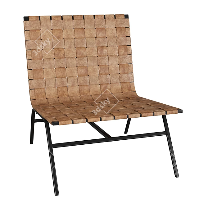 Camel Leather Armchair: Stylish & Durable 3D model image 1
