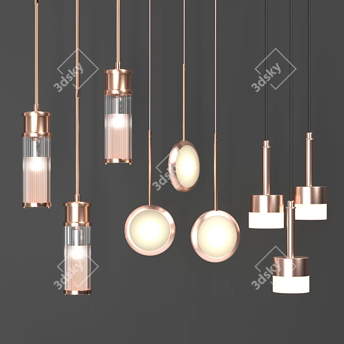 Modern Brass Pendant Light 3D model image 1