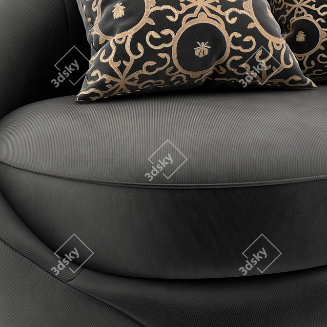 Mid-Century Charm: Esmeralda Sofa & Elegant Figuet Pillow 3D model image 3