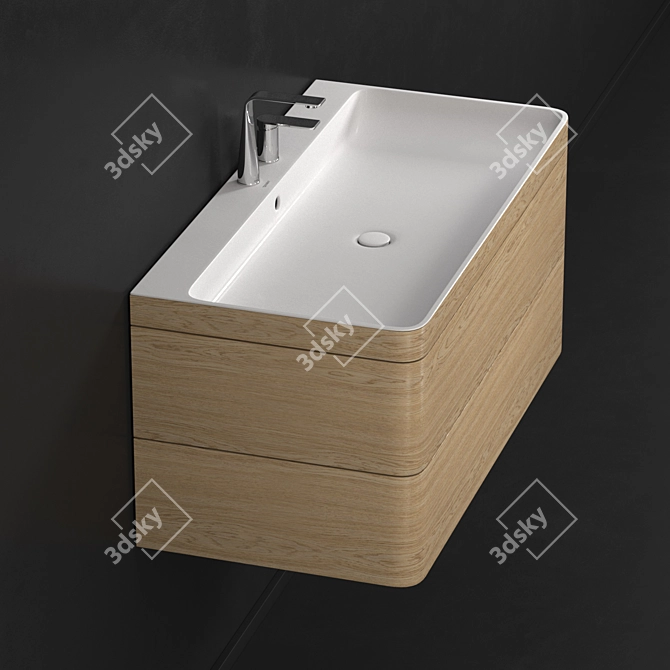 Modern Happy D.2 Plus Vanity Unit 3D model image 2