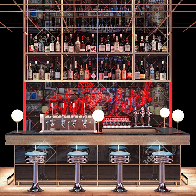 JC Counter Bar 4: Stylish and Functional 3D model image 1