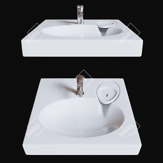 PAA Claro Sink with Removable Soap Dish - Perfect for Overwashing Machines (60cm x 60cm) 3D model image 3