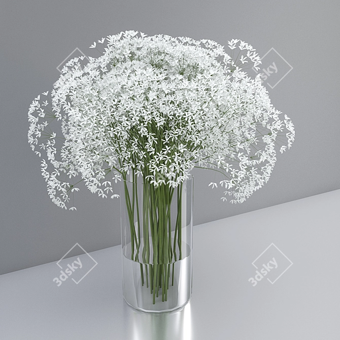 Elegant Floral Arrangement in Glass Vase 3D model image 2