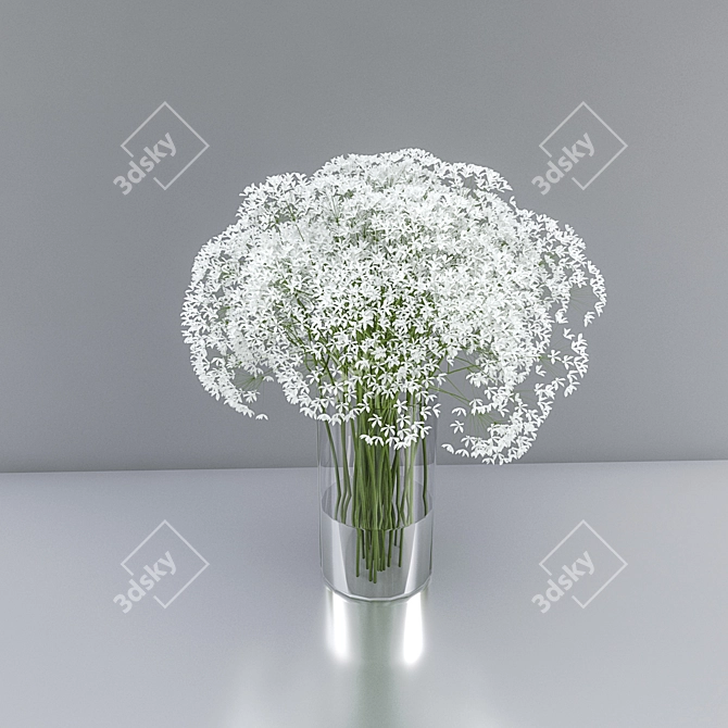 Elegant Floral Arrangement in Glass Vase 3D model image 3