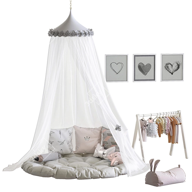 Enchanted Canopy: Kids Room Decor 3D model image 1