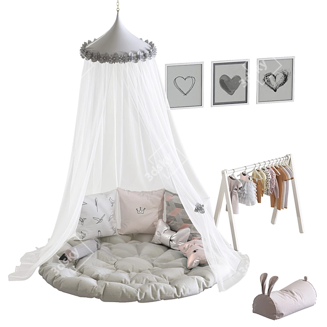 Enchanted Canopy: Kids Room Decor 3D model image 3