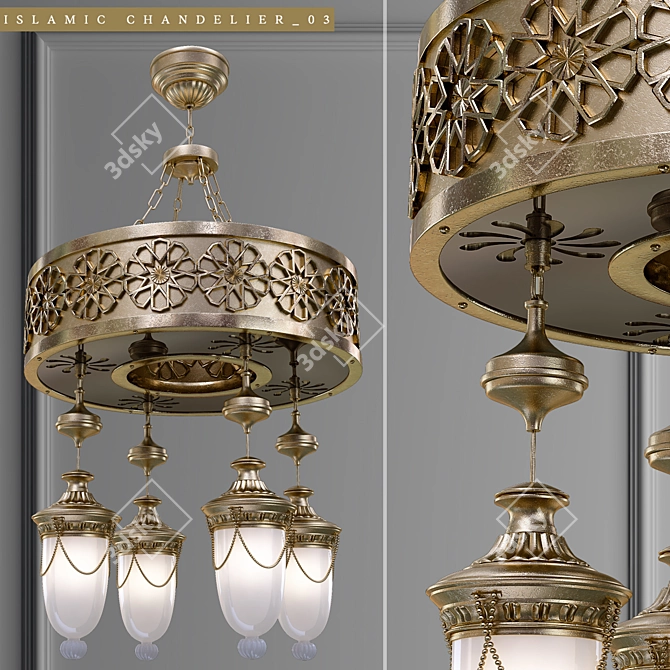 Elegant Islamic Chandelier: Illuminate Your Space 3D model image 1