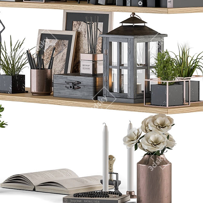 Stylish Shelf Decor Set 3D model image 3