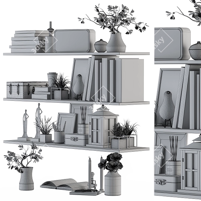 Stylish Shelf Decor Set 3D model image 5