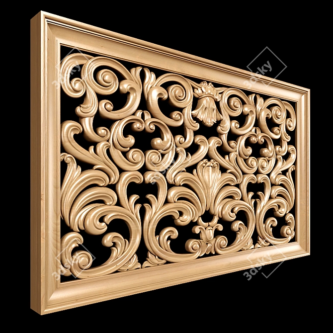 Title: Baroque Carved Decorative Screen 3D model image 1
