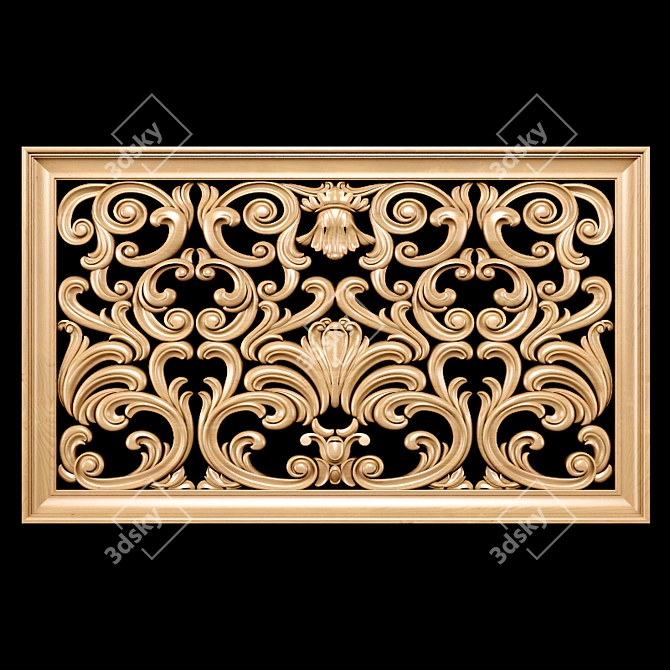 Title: Baroque Carved Decorative Screen 3D model image 2