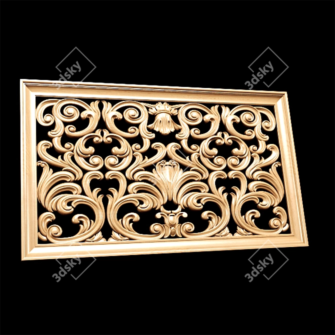 Title: Baroque Carved Decorative Screen 3D model image 3