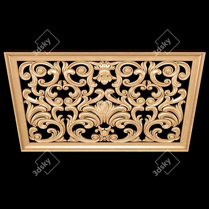 Title: Baroque Carved Decorative Screen 3D model image 4