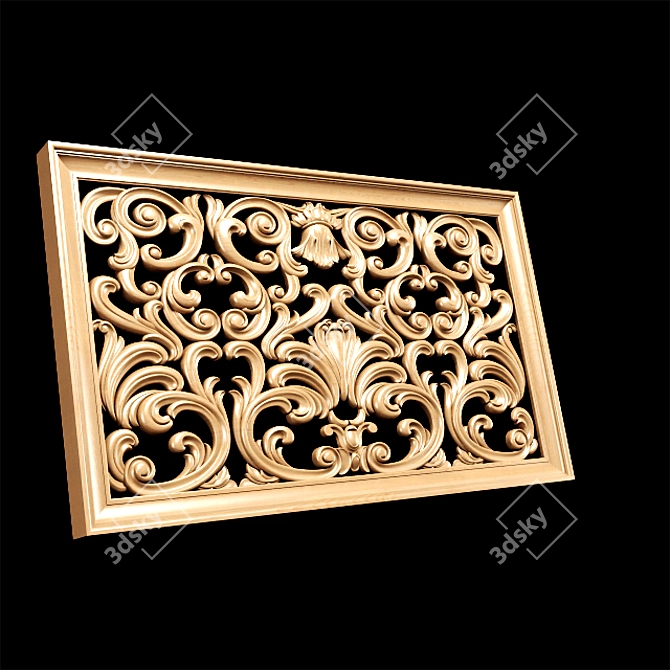 Title: Baroque Carved Decorative Screen 3D model image 5