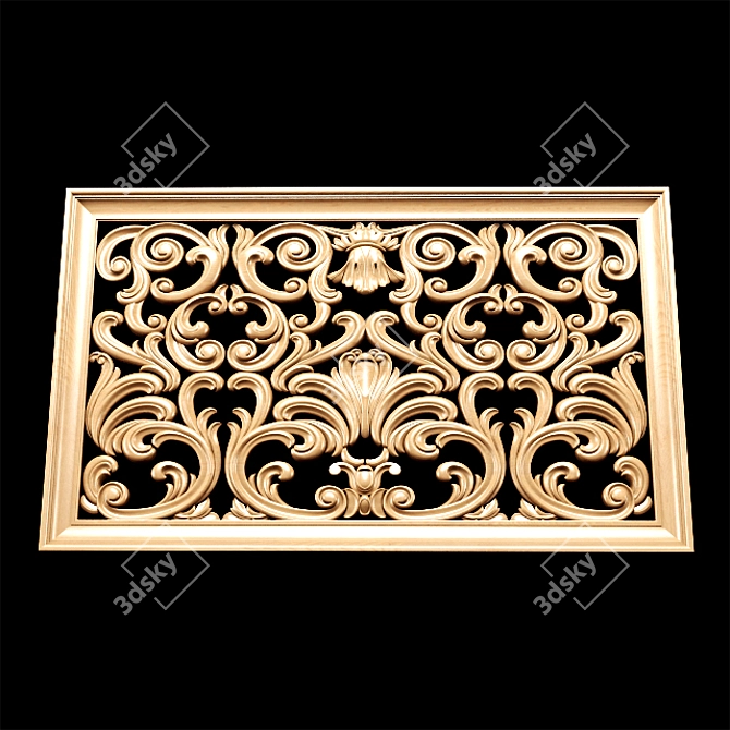 Title: Baroque Carved Decorative Screen 3D model image 6