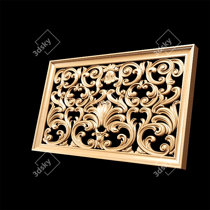 Title: Baroque Carved Decorative Screen 3D model image 7