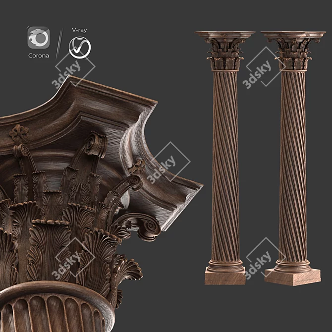 3Dmax Roman Column Sculpture 3D model image 1